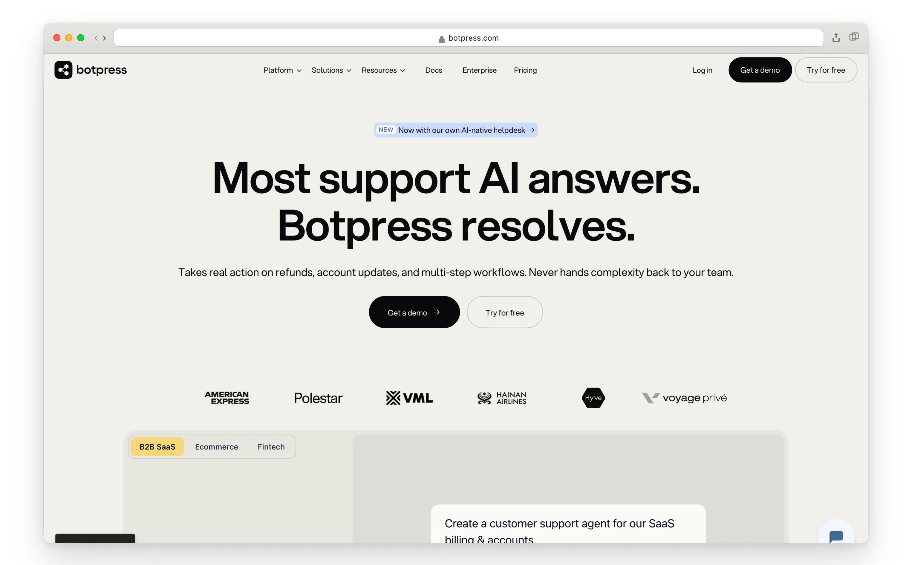 Botpress AI agent platform homepage