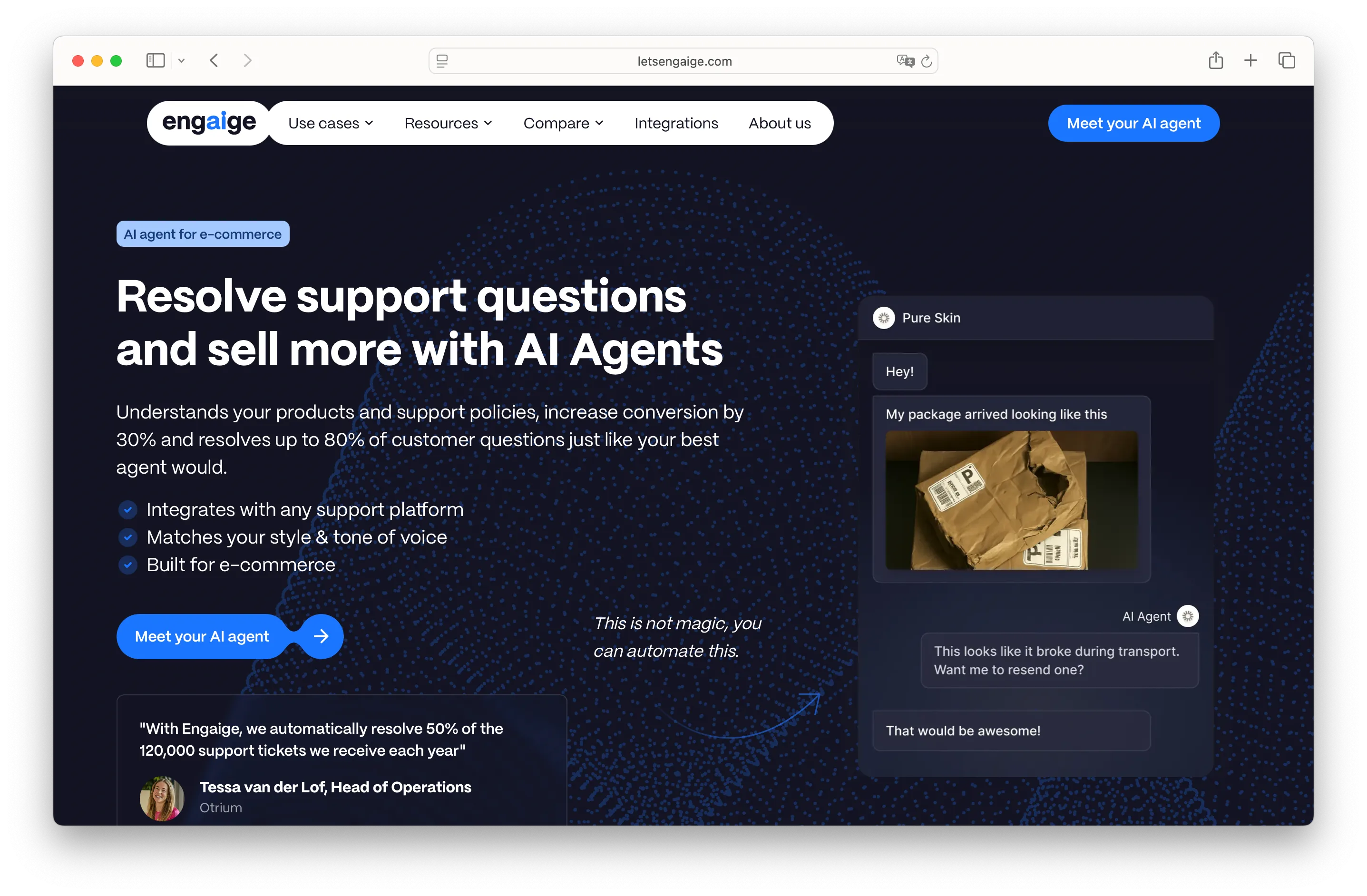 Engaige resolving e-commerce support conversations
