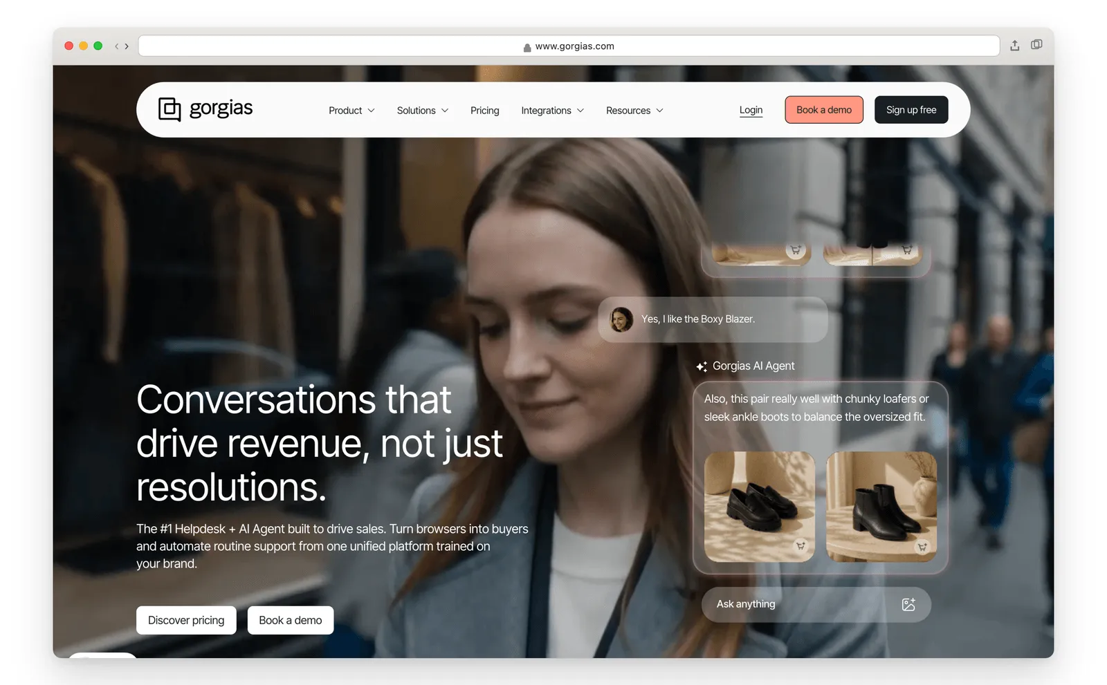 Gorgias ecommerce helpdesk with AI Agent homepage