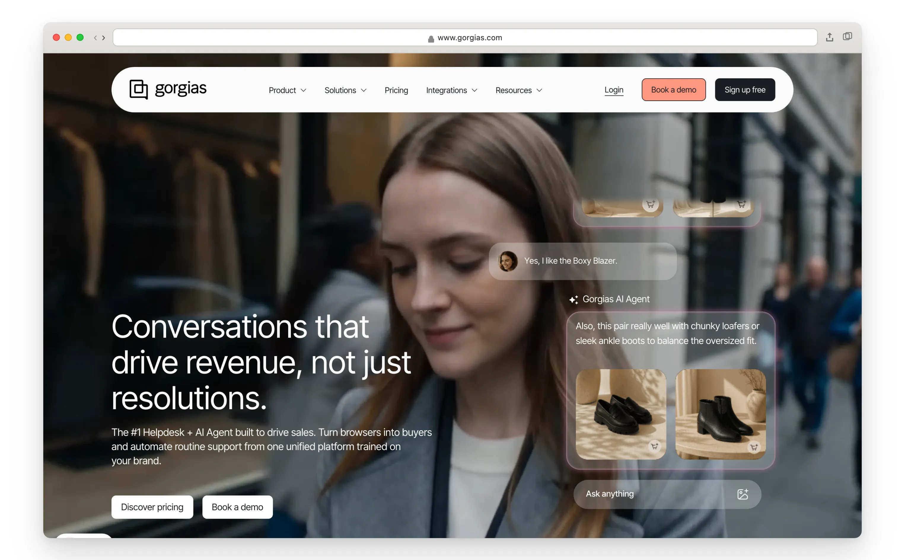 Gorgias ecommerce helpdesk with AI Agent homepage