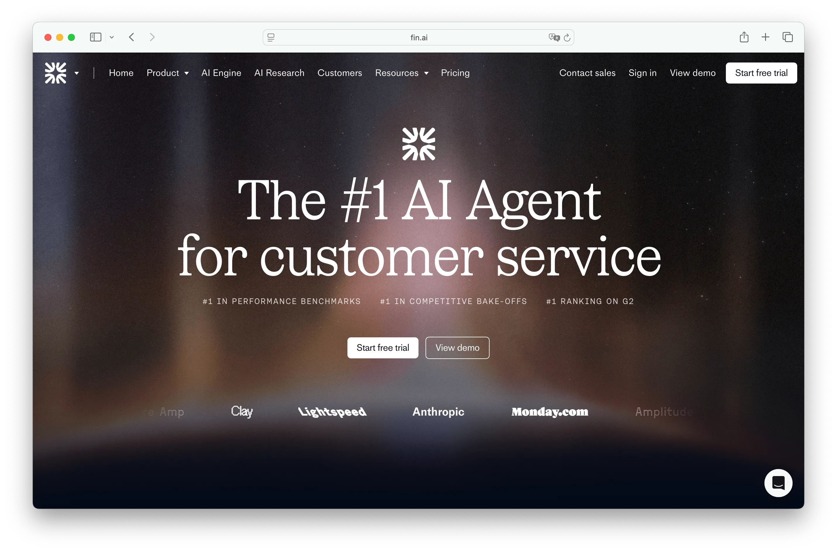 Intercom Fin AI chatbot answering FAQs
