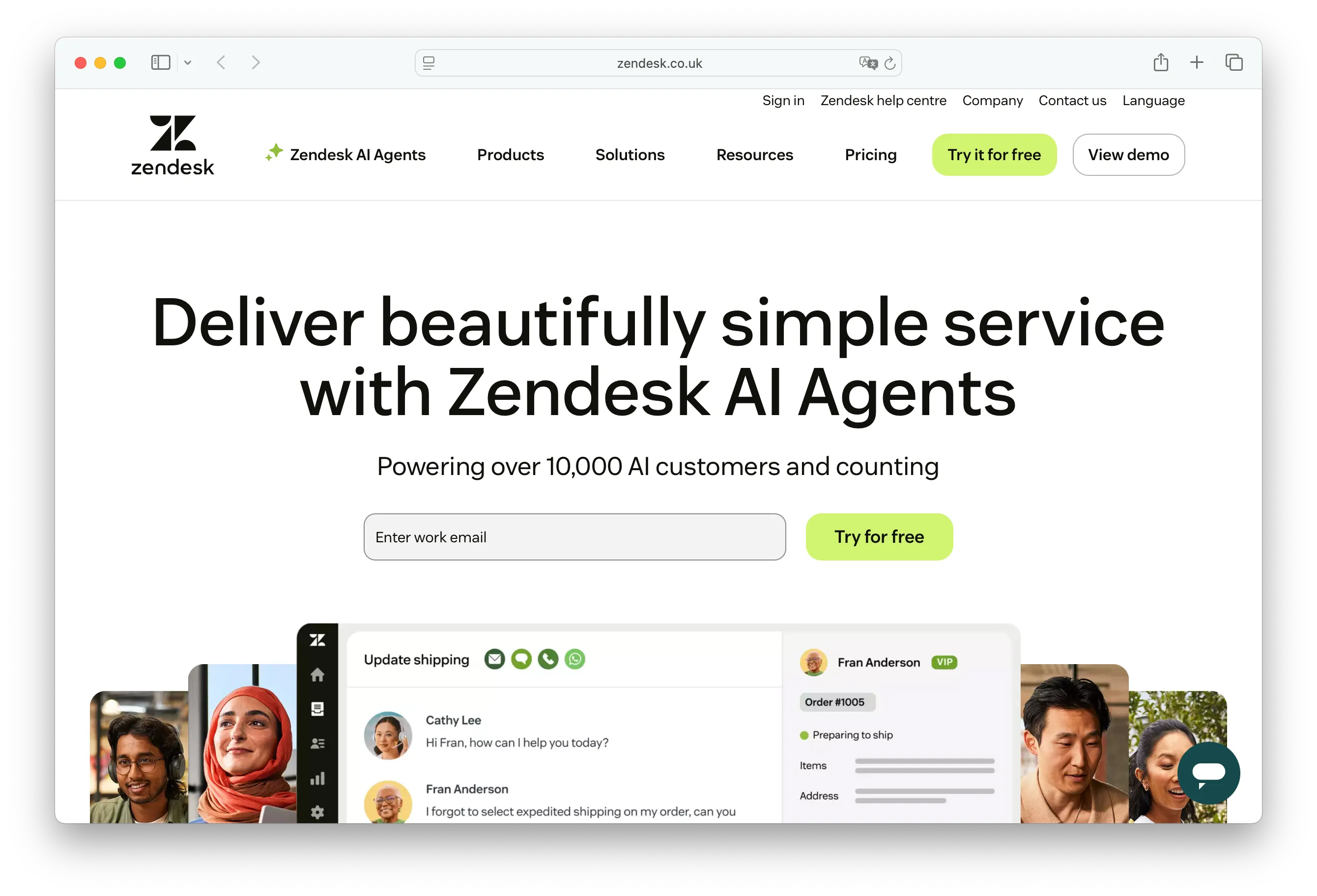 Zendesk enterprise helpdesk with AI agents