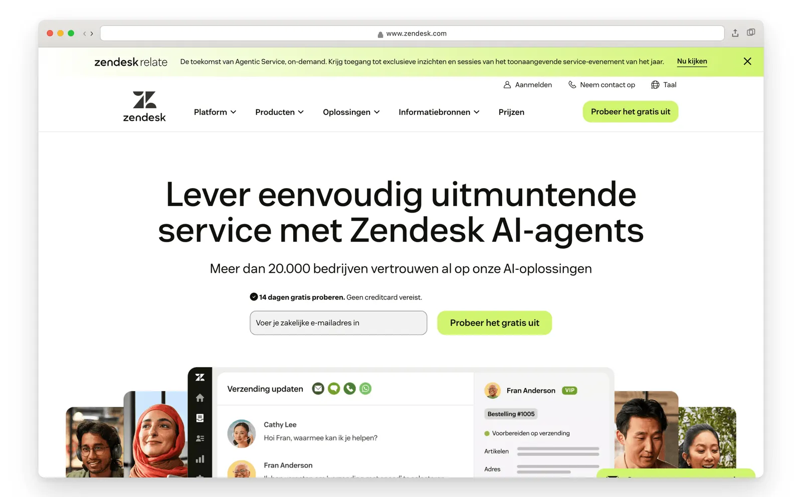 Zendesk AI resolution platform homepage